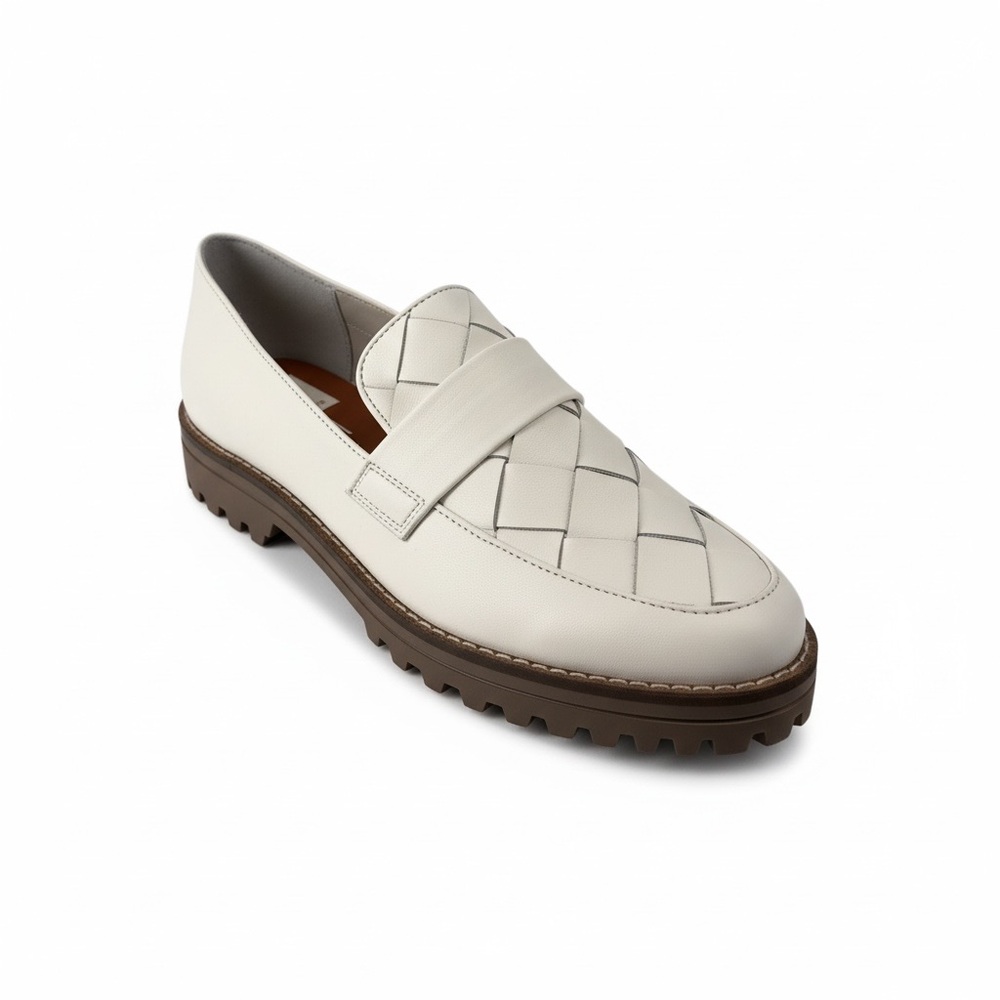 Dolce Vita X Anthro  Aubree Woven White Leather Lug Sole Loafers NEW Size 10 NEW